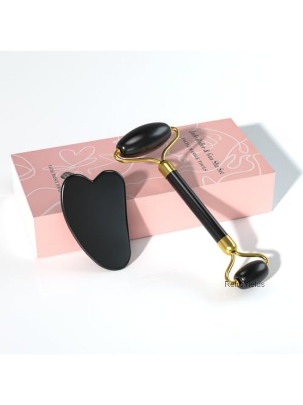 Polished Stone Jade Roller & Gua Sha Set Dual Head Facial Massage Tool